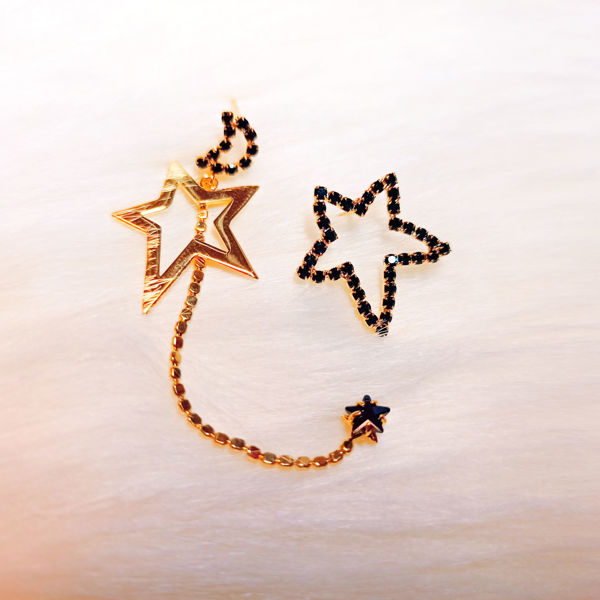 Ximi El Salvador. PENDIENTES DISELO ESTRELLA BLACK AND GOLD