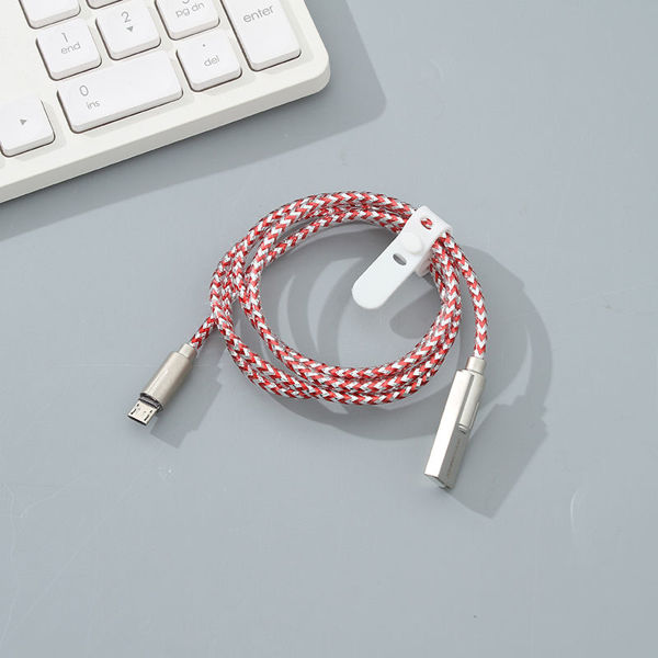 Imagen de CABLE MICRO-USB TRENZADO 1 METRO (PLATA Y ROJO)