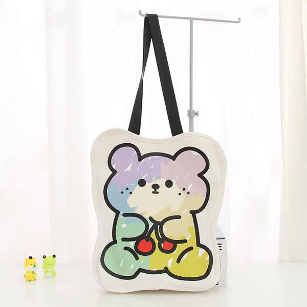 Imagen de BOLSO DE LONA CON OSITO DE CEREZA DE COLORES