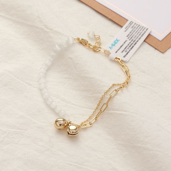 Imagen de PULSERA CAMPANA PEQUEÑA GEMA OJO DE GATO